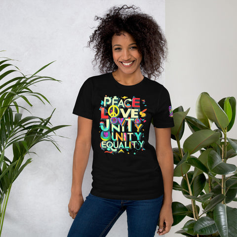 "Peace,Love'Unity.Equality" Ultimate Graphic Collection Unisex T-Shirt - Karma Inc Apparel 