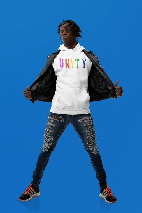 Karma Inc Apparel  Organic Cotton Hoodie "UNITY RAINBOW" Premium Organic Cotton Unisex Hoodie