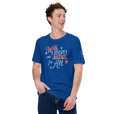 Karma Inc Apparel  True Royal / S "WITH LIBERTY AND JUSTICE FOR ALL" Unisex Bella-Canvass T-Shirt