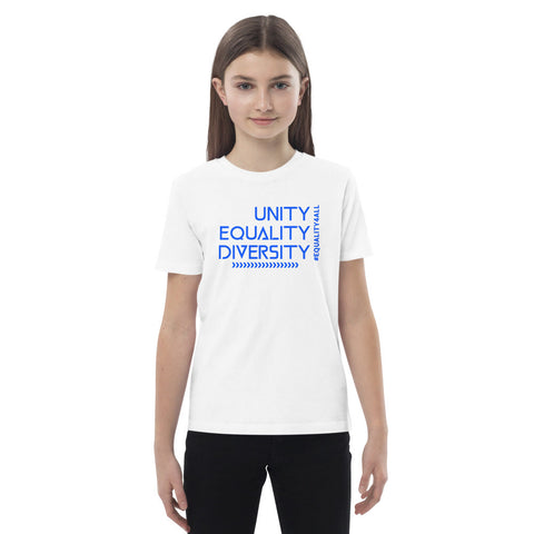 Karma Inc Apparel  White / 3-4 "UNITY EQUALITY DIVERSITY" Organic Cotton Unisex Youth T-Shirt